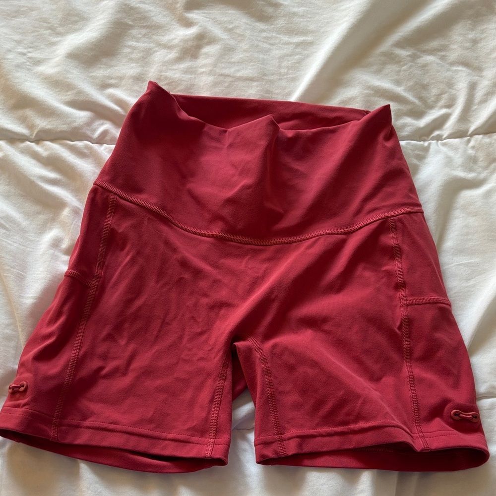 Gymshark Pink Athletic Biker Shorts with cinch ties (LEGACY LOGO TIGHT SHORTS)